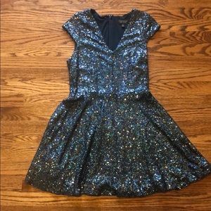 Blue sequin mini dress